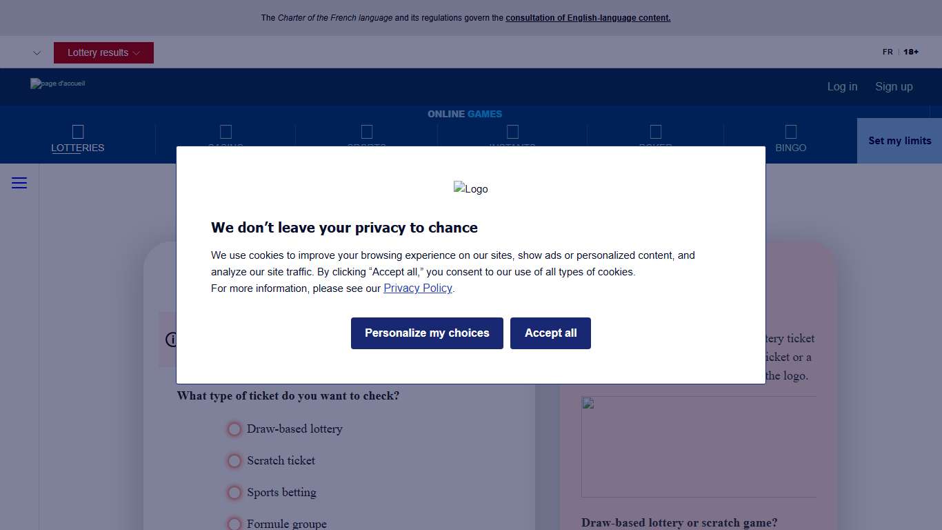 Online ticket checker Loto-Québec